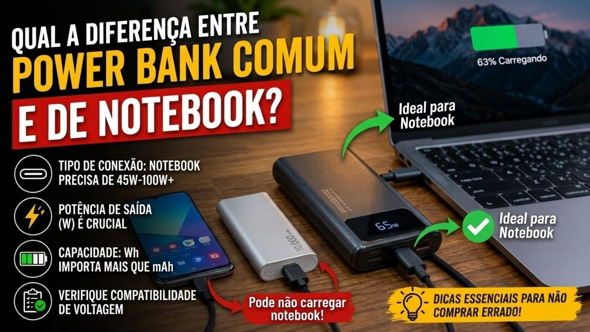 Qual a Diferença Entre Power Bank Comum e Power Bank Para Notebook