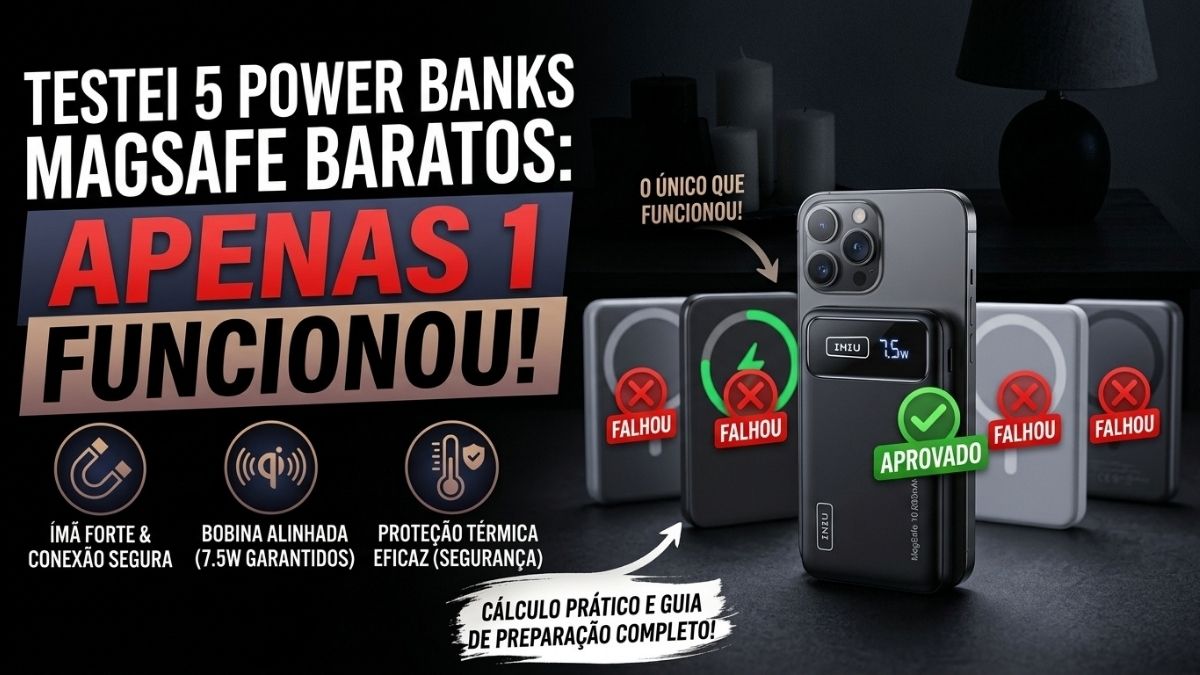 Testei 5 Power Banks MagSafe Baratos Só 1 Prestou