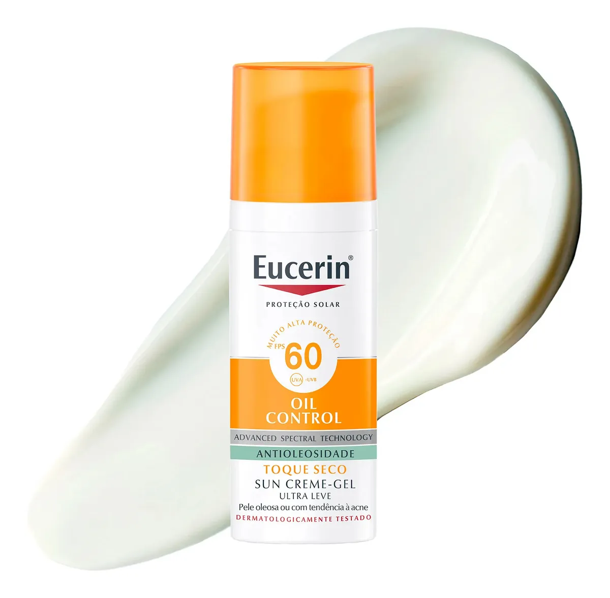EUCERIN Protetor Solar Facial Oil Control FPS 60 50ml, Antioleosidade, Rosto, Proteção UVA, UVB e Luz Visível